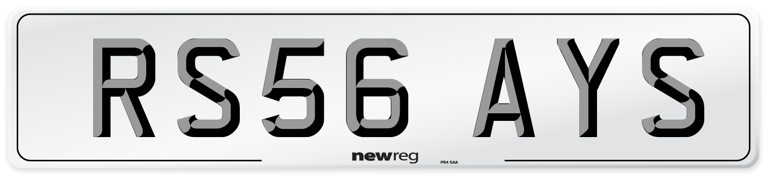 RS56 AYS Number Plate from New Reg